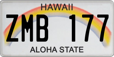 HI license plate ZMB177