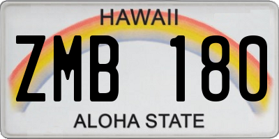 HI license plate ZMB180