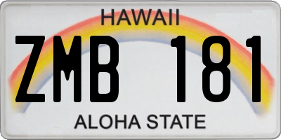 HI license plate ZMB181
