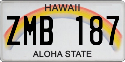 HI license plate ZMB187