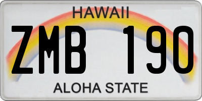HI license plate ZMB190