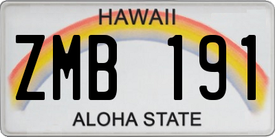HI license plate ZMB191