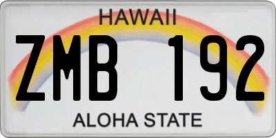 HI license plate ZMB192