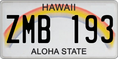HI license plate ZMB193