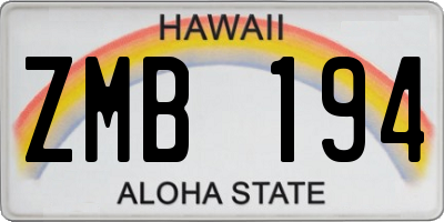 HI license plate ZMB194