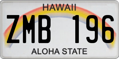 HI license plate ZMB196