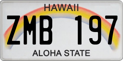 HI license plate ZMB197