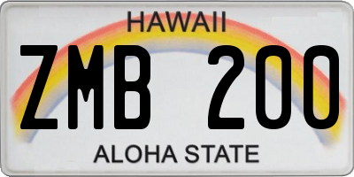 HI license plate ZMB200