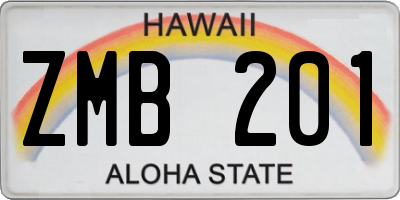 HI license plate ZMB201