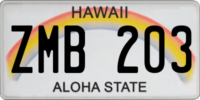 HI license plate ZMB203