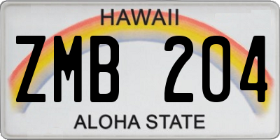 HI license plate ZMB204