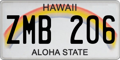 HI license plate ZMB206