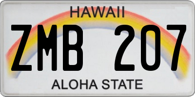 HI license plate ZMB207