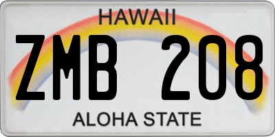 HI license plate ZMB208