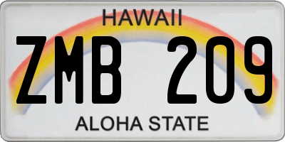 HI license plate ZMB209