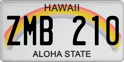 HI license plate ZMB210