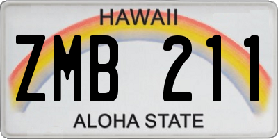 HI license plate ZMB211