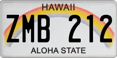 HI license plate ZMB212