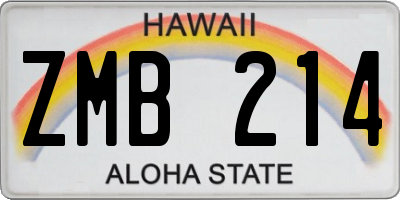 HI license plate ZMB214