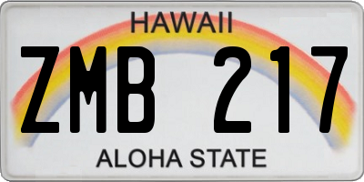 HI license plate ZMB217