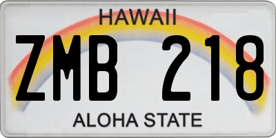 HI license plate ZMB218