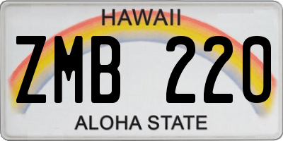 HI license plate ZMB220