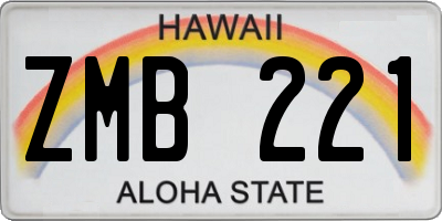 HI license plate ZMB221