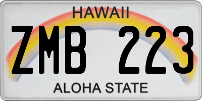 HI license plate ZMB223