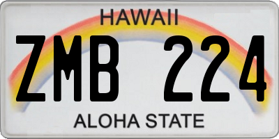 HI license plate ZMB224