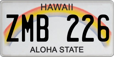 HI license plate ZMB226