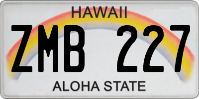 HI license plate ZMB227