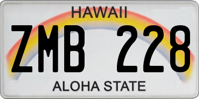 HI license plate ZMB228