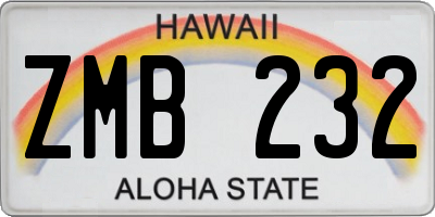 HI license plate ZMB232