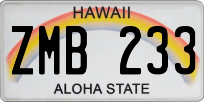HI license plate ZMB233