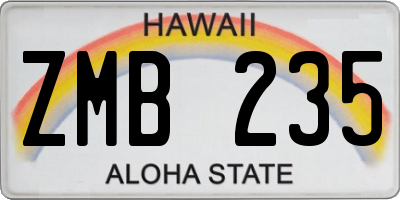 HI license plate ZMB235