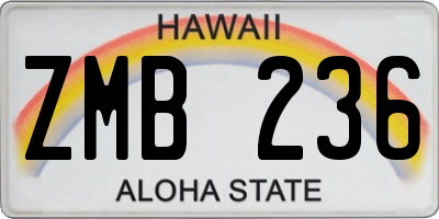 HI license plate ZMB236