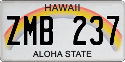 HI license plate ZMB237
