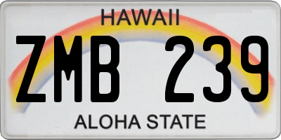 HI license plate ZMB239