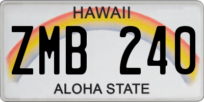 HI license plate ZMB240