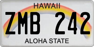 HI license plate ZMB242