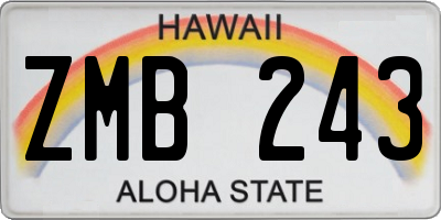 HI license plate ZMB243