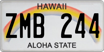 HI license plate ZMB244