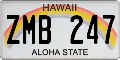 HI license plate ZMB247