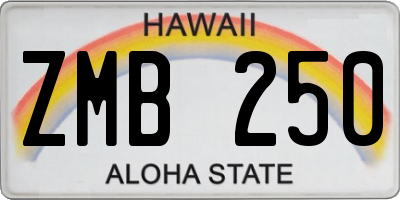 HI license plate ZMB250