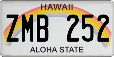 HI license plate ZMB252