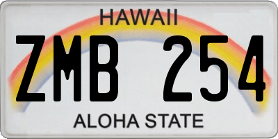 HI license plate ZMB254