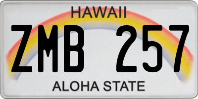 HI license plate ZMB257