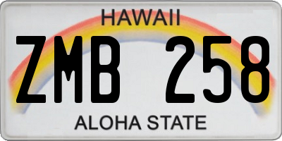HI license plate ZMB258