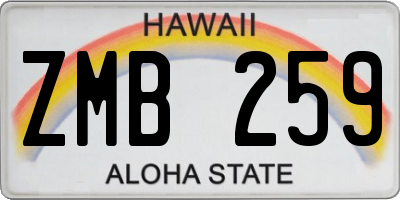 HI license plate ZMB259