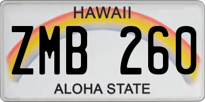 HI license plate ZMB260